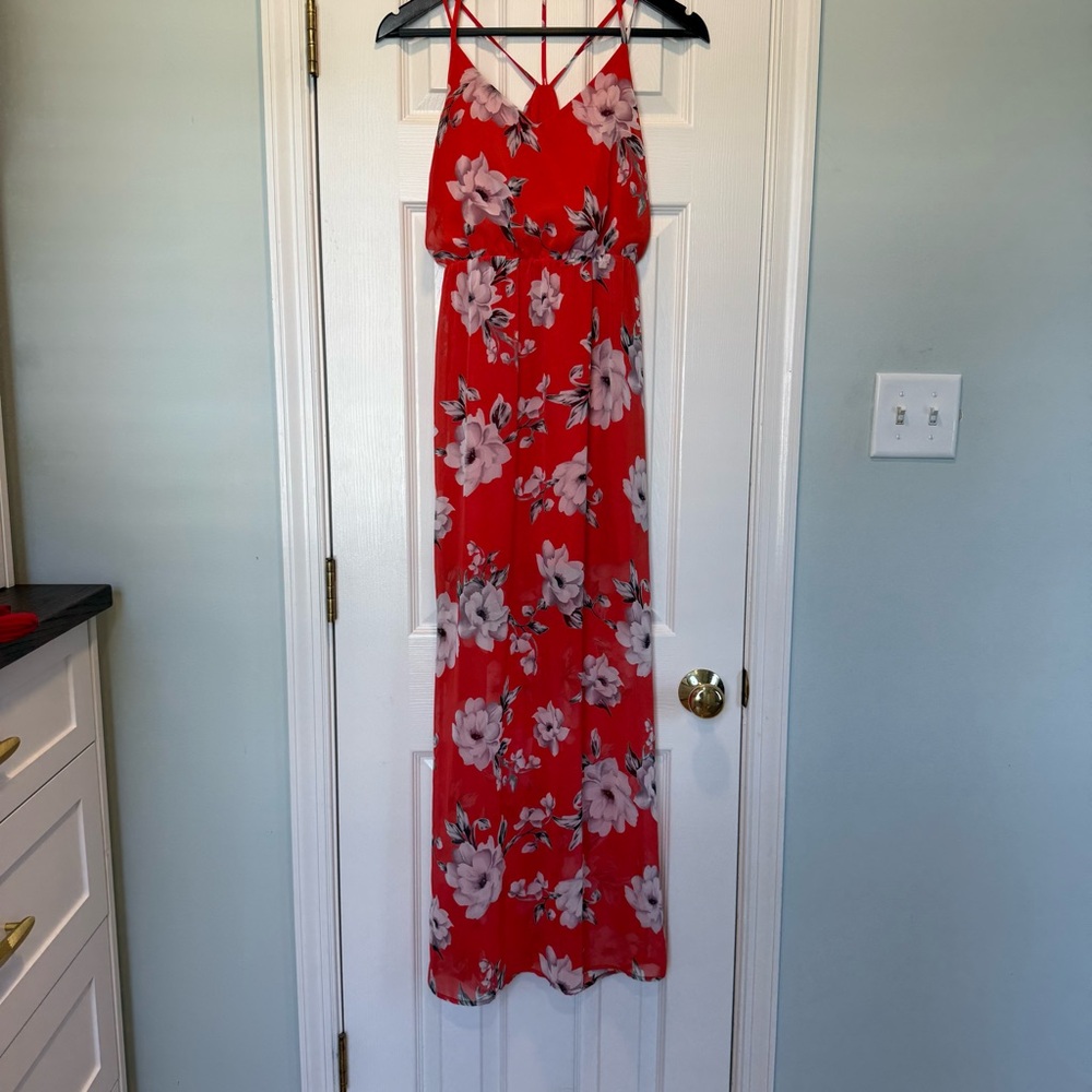 Sienna Sky Coral Floral Maxi Dress